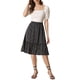 thumbnail image 2 of Faldas de mujer Inspire Chic con cintura elástica, en línea A, con volantes en capas y estampado floral, falda midi negra floral 3XL, 2 of 6