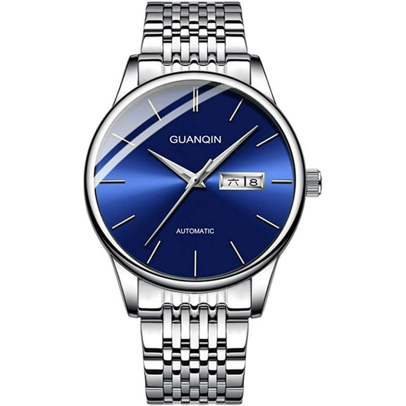 GUANQIN Men Analog Automatic Self-Winding Mechanical Stainless Steel Band Business Wrist Watch Day Date Luminous