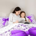 thumbnail image 5 of Feelyou Dreamy Purple Bowknot Full Size Comforter Sets for Kid, Spring Flower Floral Bedding Comforter Set, Western Fashion Style Reversible Bedding Sets, Lightweight Room Decor, 3-Piece, 5 of 8