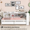 thumbnail image 2 of Bellemave Twin Size Platform Bed with L-shaped Bookcases and Drawers Twin Storage Platform Bed Frame with Built-in Shelves for Teens, No Box Spring Needed, White, 2 of 11