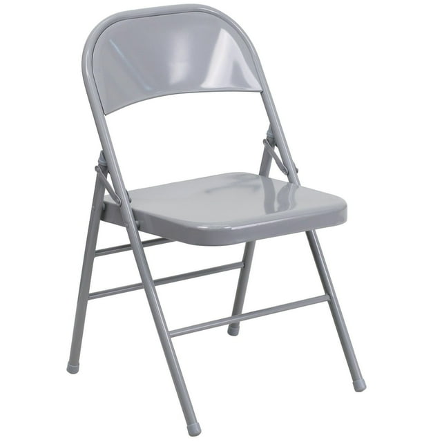 HERCULES Series Triple Braced & Double-Hinged Gray Metal Folding Chair