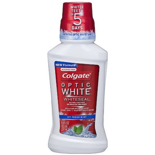 Colgate Optic White Alcohol Free Mouthwash, Fresh Mint - 8 Oz - Walmart ...