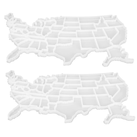 ELAYARD USA Map Puzzle Silicone Molds for Crafting, White, 2 Pieces - Flexible and Craft Tool