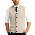 thumbnail image 3 of Sweater Vest for Men Sleeveless V Neck Button Down Classic Knit Cardigan Vest Business Fall Winter Pullover Sweater Khaki L, 3 of 8