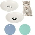 thumbnail image 2 of Cat Food Bowls, 2Pcs Cat Feeding Plates with 2 Non-Slip Silicone Mats, Whisker Stress Free Cat Bowls Wide & Shallow, Wet & Dry Food Dishes for Cats, Puppies, Dishwasher Safe, 2 of 8