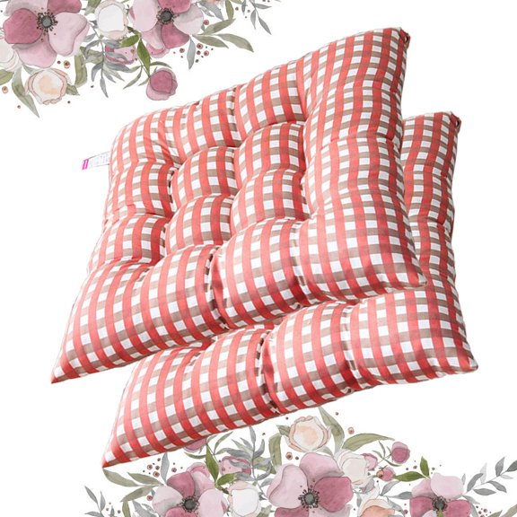 Phenofice 2-Pack Comfortable Seat Cushions with Stylish Orange Grid Pattern for Home and Office Use