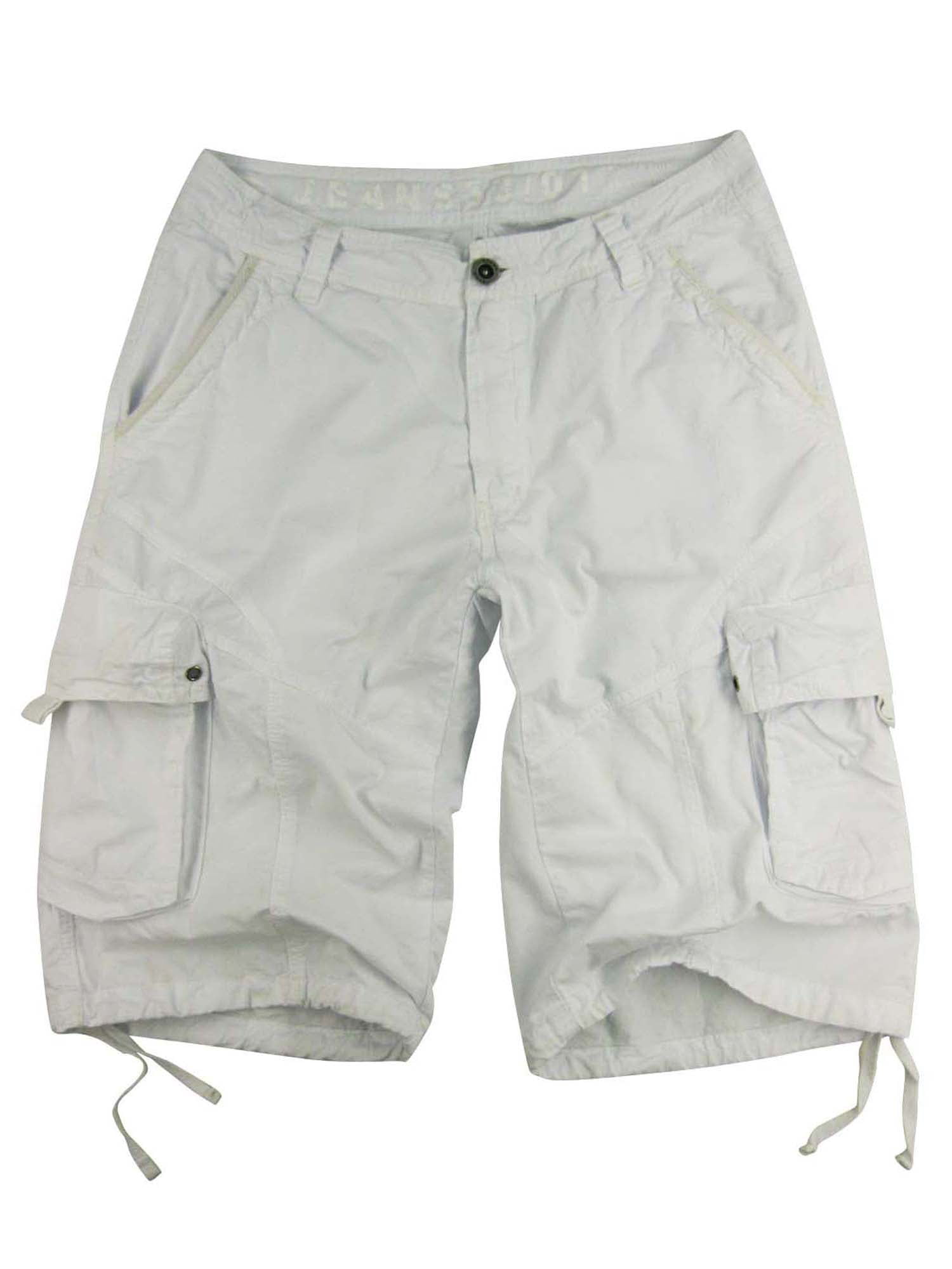 Stone Touch Men's Cargo Shorts, White + Stone color 2 pc