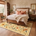 thumbnail image 2 of KUETH 8x10 Soft Botanical Rug for Living Room, Large Machine Washable Low Pile Non Slip Backing Area Rug, Warm Cream Rug for Bedroom Office, 2 of 5