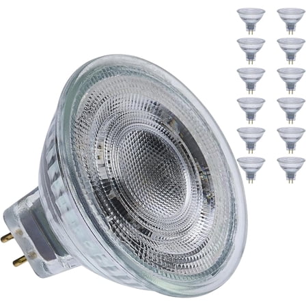 Satco LED MR16 Spotlight 5.5W 50W Equivalent 3000K Soft White 90  CRI 15° Beam GU5.3 Bi-Pin Base 12V Dimmable Clear Finish – Part S12361 (12 pack)