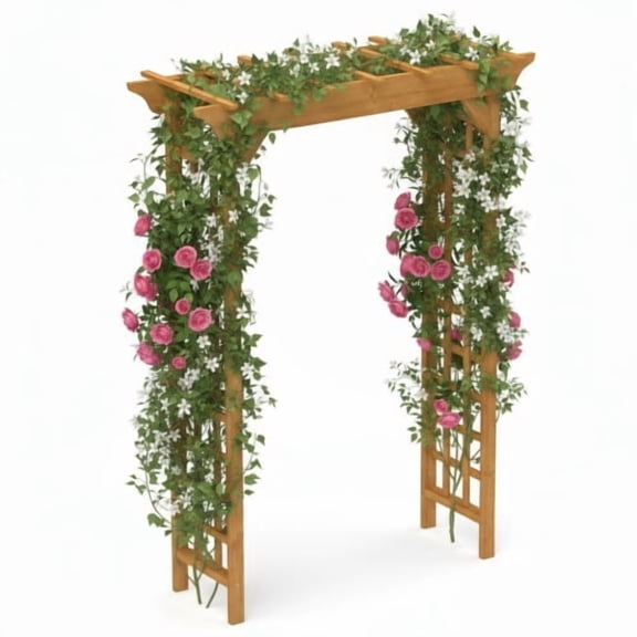 Auto Beyond Wooden Arbor, Wedding Arch for Ceremony, Wood Trellis for Plant Climbing, Christmas Decor Pergola for Garden Backyard