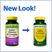 Spring Valley Super Vitamin B-Complex Dietary Supplement, 100 Count, Tablets for Metabolism Support