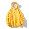 thumbnail image 2 of PMVFHDE Hoodies for Men Solid Color Minimalist Heavyweight Warm No Pocket Drop Shoulder Pullover Hooded Sweatshirt Yellow,XXL, 2 of 4