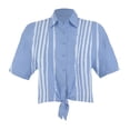 thumbnail image 1 of Blusa George para Dama, Camisera Corta con Amarre Estampado Azul T M, 1 of 4