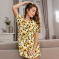 thumbnail image 3 of Kdxio Classical Cute Sunflower Pattern Womens Short Sleeve Sleepshirt Scoopneck Cute Nightdress Ruffle Comfy Nightgown, 3 of 6