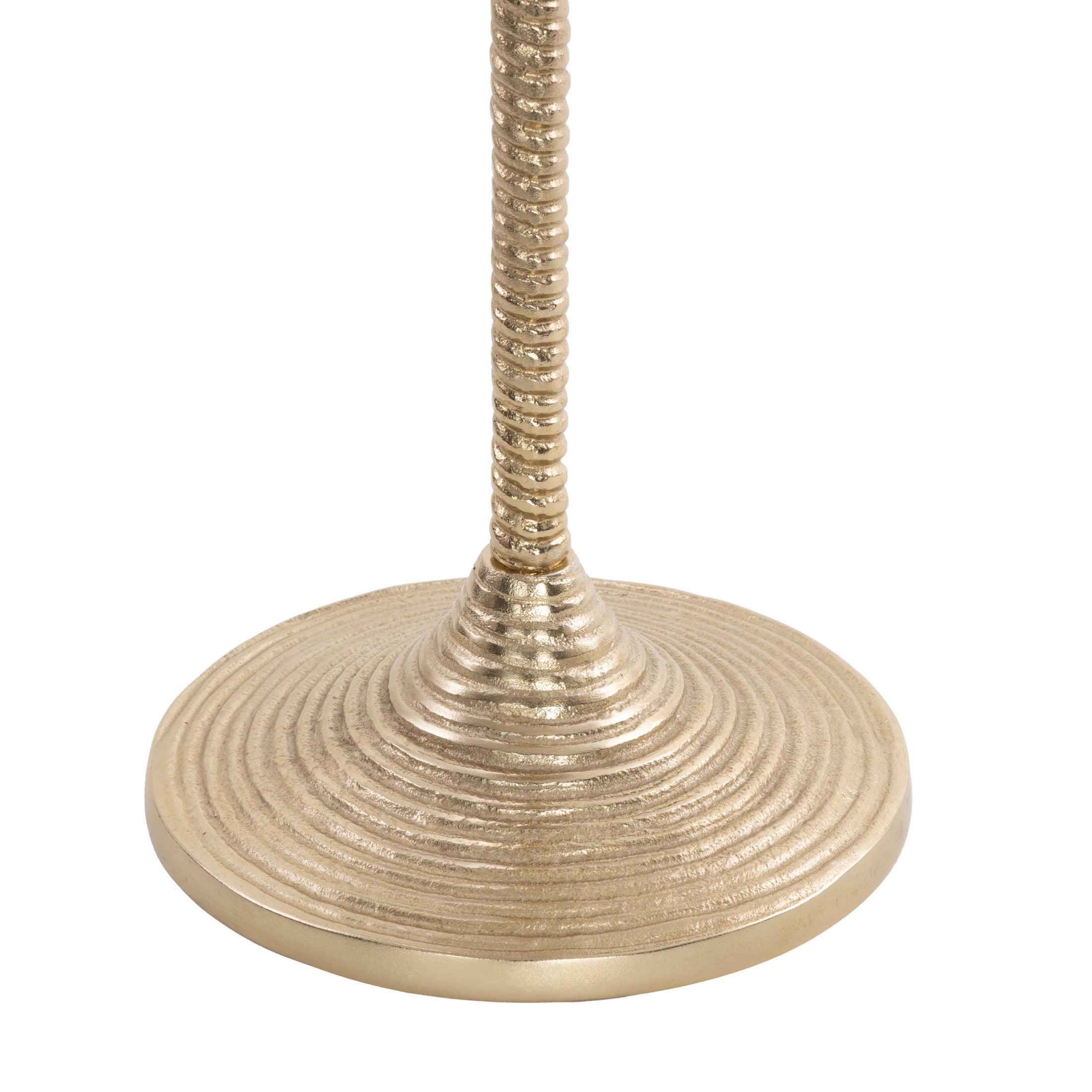 DecMode 10" x 25" Gold Aluminum Metal Pedestal Accent Table with Beige Marble Tabletop, 1-Piece