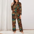thumbnail image 2 of Pajamas for Women Set - Vintage Butterfly Green Comfy Long Sleeve Button Up Pajama Sets for Women 2 Piece, Soft Sleepwear Nightwear Pjs Lounge Sets for Women with Pockets, 2 of 6