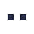 thumbnail image 3 of 0.5 Ct Princess Cut Studs Blue Sapphire 18K White Solid Solid Gold Everyday Dainty Earrings Screw Back, 3 of 7