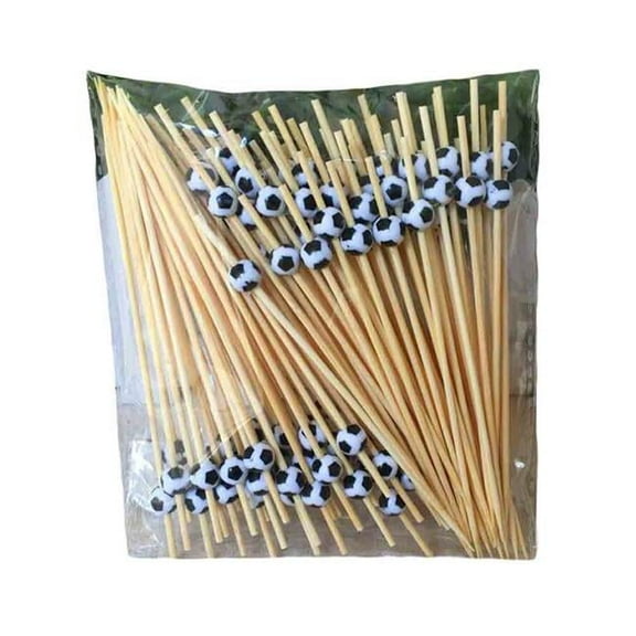 Panda Superstore  Disposable Bamboo Football Fruit Cocktail Picks