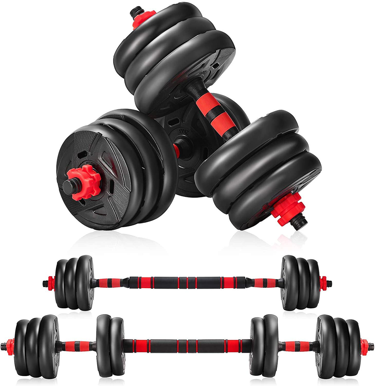 Totall 88 Weight Dumbbell Set Adjustable Cap Gym Barbell Plates Body Fitness 