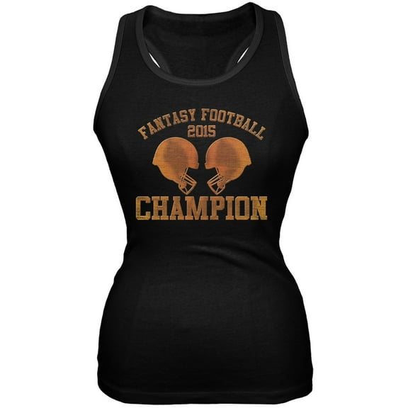Fantasy Football Champion 2015 Black Juniors Soft Tank Top - Medium