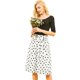 thumbnail image 1 of Falda midi vintage de cintura alta elástica con cinturón para mujer Blanco-Lunares XL, 1 of 5