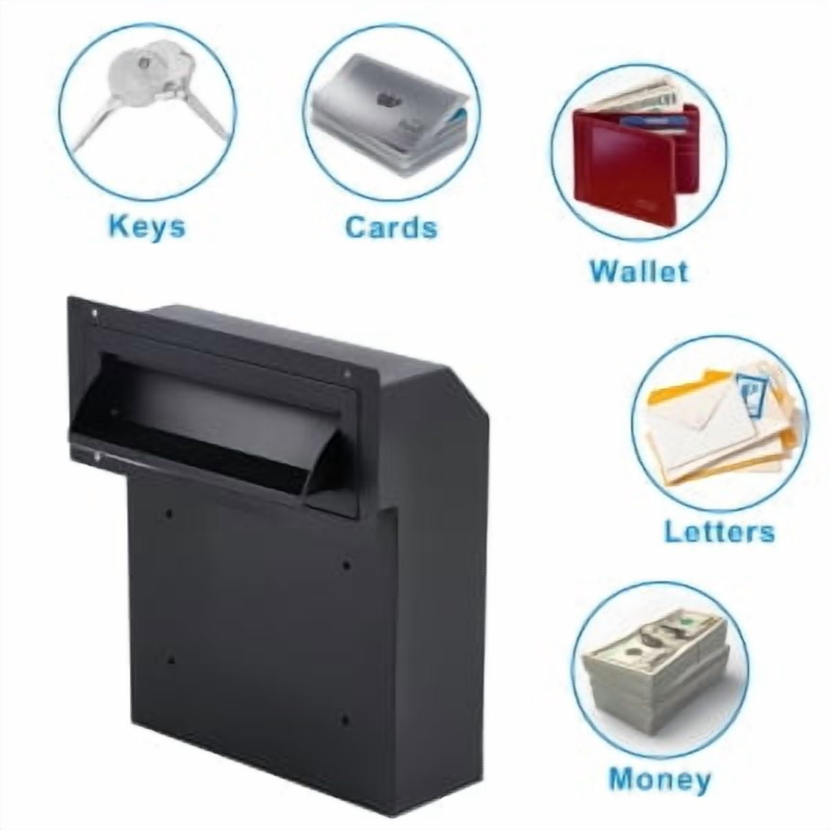 EastVita Through-The-Door Mail & Package Drop Box | Steel Construction with Combination Lock | 14x6x14in Black Security Mailbox for Packages, Newspapers & Key Storage