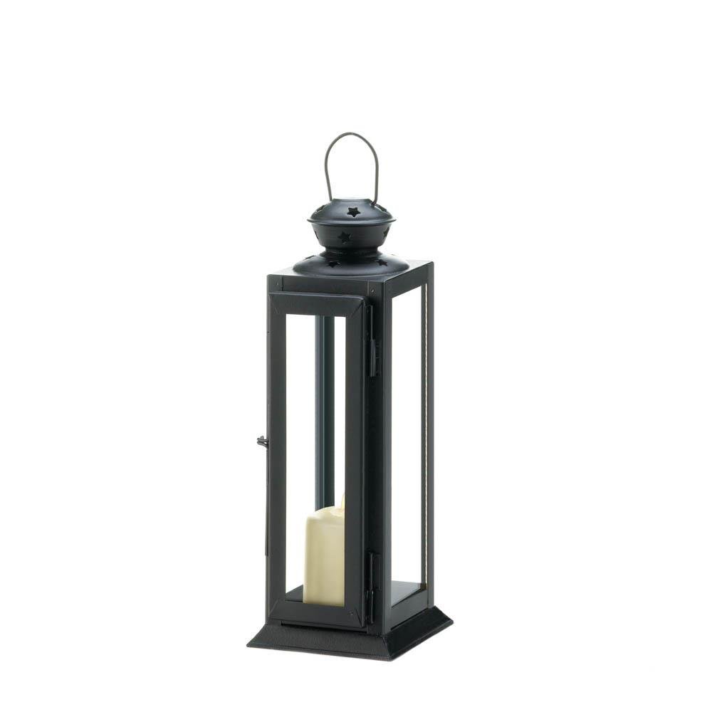 Iron Candle Lantern, Decorative Black Lantern Candle Holder