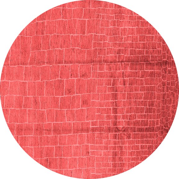 Ahgly Company Indoor Round Solid Red Modern Area Rugs, 4' Round