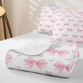 thumbnail image 4 of Manfei Pink Princess Bowknot Twin Quilt Set,Pink Cute Loves Pattern Twin Coverlet Set,3pcs,1 Bedspread and 1 Pillowcase, 4 of 7