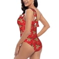 thumbnail image 4 of Rateoe Christmas With Cute Deer Pattern Women One Piece Swimsuits Tummy Control One Shoulder Bathing Suits Ruffle Swimwear-X-Large, 4 of 6