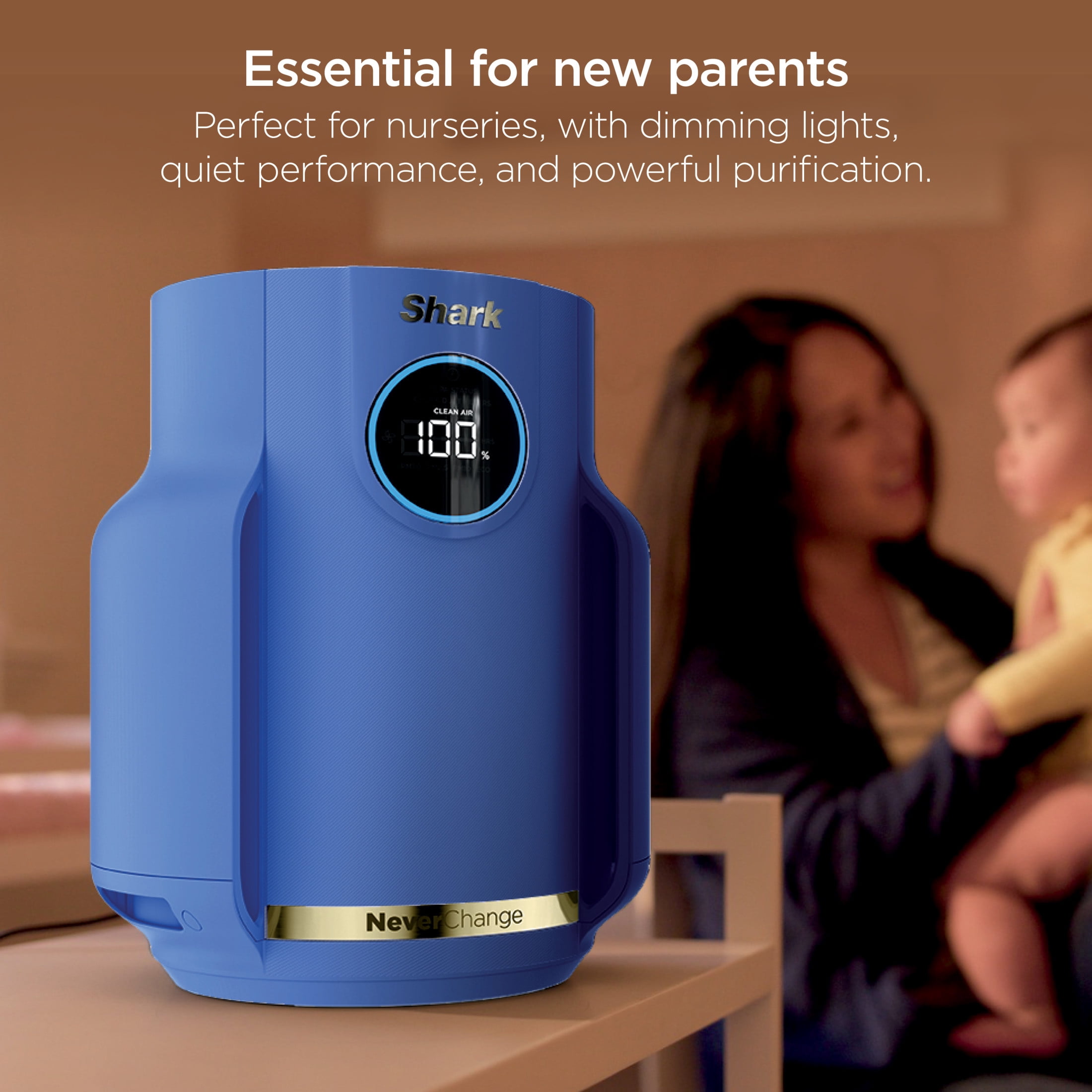 Shark NeverChange Compact Pro 250 Sq. Ft. HEPA Air Purifier, 5-Year HEPA-Exceeding Filter, Captures Pollutants, Pet Dander, Dust, and Smoke, HP070BL Blue