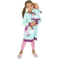 thumbnail image 3 of Leveret Girl and Doll Cotton Dress Aqua Unicorn 3 Year, 3 of 4