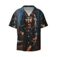 thumbnail image 2 of Lsque Chucky print Men's Cuban Collar Short Sleeve Shirt Summer Beachwear Casual Button Down Fashionable Vacation Leisure Shirt-Small, 2 of 7