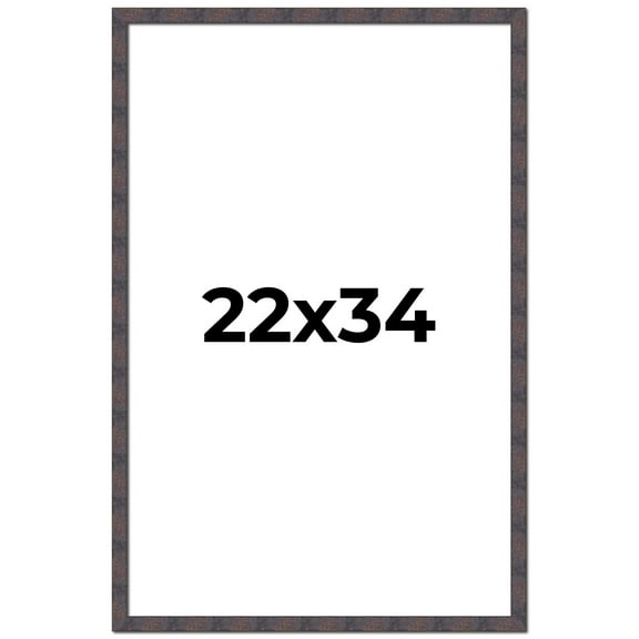22x34 Frame Brown Rustic Lacquered Walnut Solid Wood Picture Frame Width | 0.875 Inch Moulding