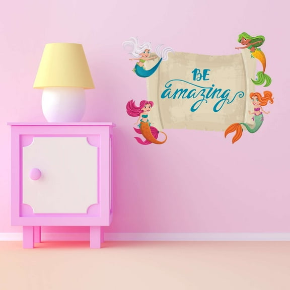 Be Amazing Mermaid Ocean Sea Animals Creatures Princess Queen Sweet Dreams Bedtime Unicorn Lovely Dear Dream Holiday Gift Decorating Ideas Bedroom Wall Decal Sticker - Size: 20 In X 14 In