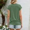thumbnail image 3 of Tops For Women 2025, Casual Cotton Linen Short Sleeved Round Neck Solid Color T-Shirt Basic Top Workout White Polo Shirt Button Down Tops Y2K Clothes Womens Work Tops Casual (S, Light Green) ZMTing, 3 of 4