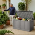 thumbnail image 6 of Patiowell 150 Gallon Deck Box, Waterproof Large Outdoor Storage Box with Padlock for Patio Furniture, Gray, 6 of 7