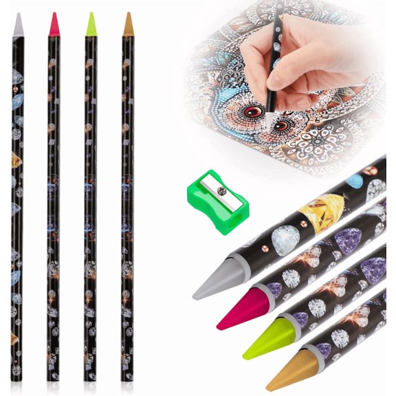 Diamond Painting Pens Rhinestone Picker Tool Set with Sharpener for Nail Art Craft Jewelry Diy Dotting(1 Pencil Sharpener,8 22.8cm Pencils),by JASKFLY