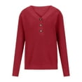 thumbnail image 4 of Patlollav Womens Soild Long Sleeve Pocket Knit Pullover Sweater Coat Red S, 4 of 6