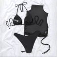 thumbnail image 5 of Gibobby Bañador de Bikini Nuevo bikini con cordones de piezas sexy traje de baño dividido(Negro,G), 5 of 5