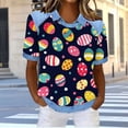 thumbnail image 5 of GNFQXSS Womens Easter Shirt Classic Crew Neck Pull On Stretch Tee Polka Dot Egg Bunny Graphic Top For Spring Picnic Holiday Leisure Black XXXL, 5 of 6