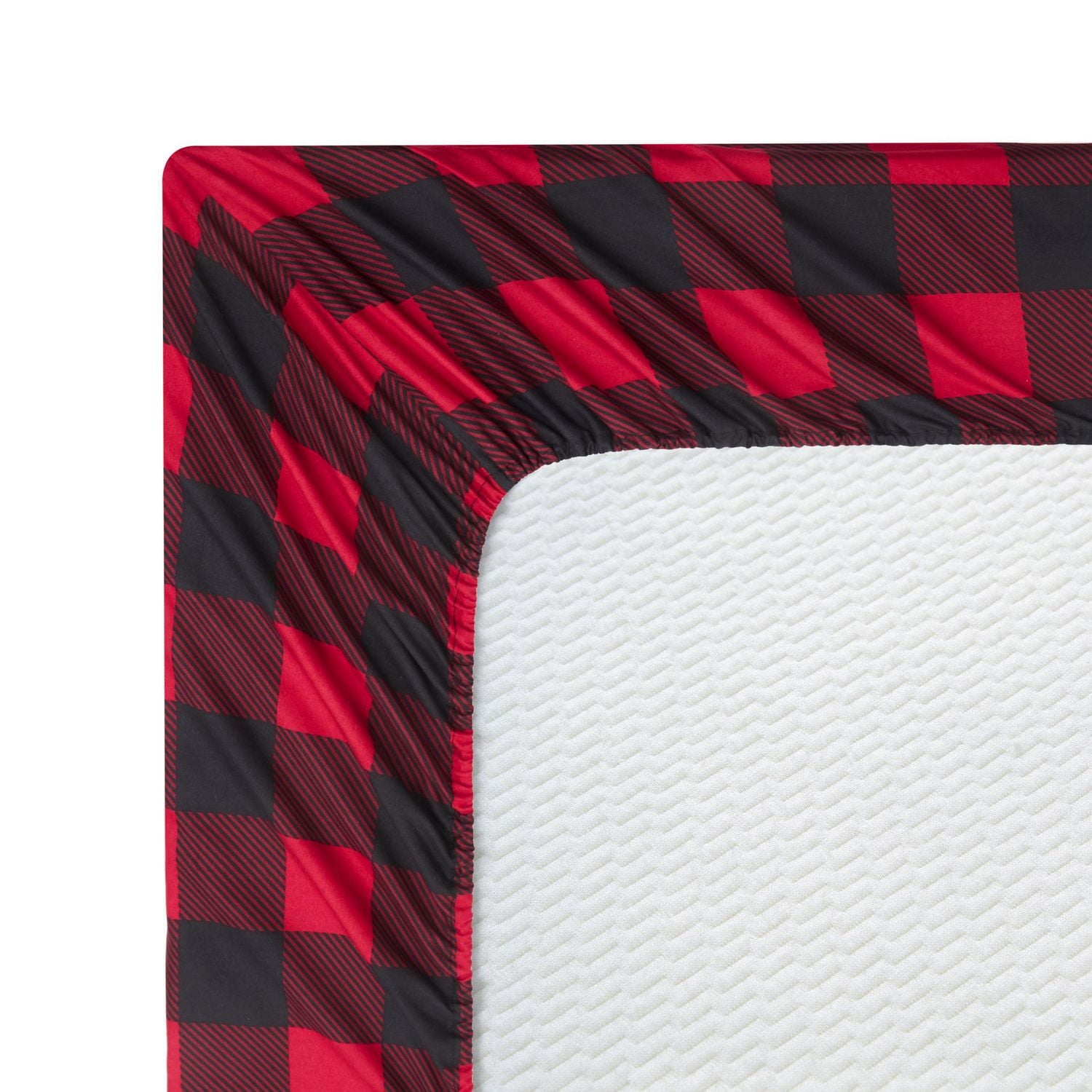 Marina Decoration Ultra Soft Silky Rich Printed Rayon from Bamboo All Season Duvet Cover Fitted Sheet Ensemble Bedding Set with Zipper and Corner Tie, Red Black Plaid Pattern