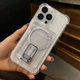 thumbnail image 2 of Clear For Magsafe Wallet Strong Magnetic Card Holder Smartphone Universal Case For iPhone 16 15 Pro Max 14 13 Samsung S24 Ultra Black, 2 of 6