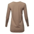 thumbnail image 3 of A2Y Women's Basic Solid Soft Cotton Long Sleeve Crew Neck Top Shirts Mocha 2XL, 3 of 3