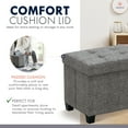 thumbnail image 3 of Ornavo Home Storage Ottoman Small Rectangle Ottoman with Legs, Foot Rest Stool Seat, Load up to 600 LB, for Living Room, Bedroom, Home Office, Dorm - 12 x 16 x 12, Dark Gray, 3 of 7