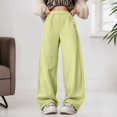 thumbnail image 2 of Gyexs Travel Pants Women Petite High Waist Yoga Pants Loose Wide Leg Palazzo Trousers with Pockets, #03 Light Green, Size L, 2 of 6