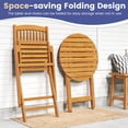 thumbnail image 6 of Giantex 3Pcs Patio Bistro Set, Wood Folding Table Set, 2 Cushioned Chairs for Garden Yard, 6 of 10