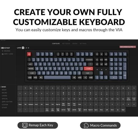 Keychron - K10 Red Switch Mechanical Keyboard Mac or PC - Black