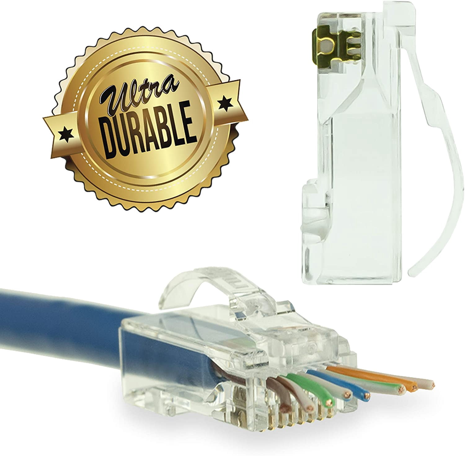 LINKUP - Snagless RJ45 Cat6 UTP Connectors | Ethernet Cat 6 8P8C Plugs | UTP Gigabit Round Cable Connector | Platinum 50 Mi Gold Plated High Performance | 50 Pack