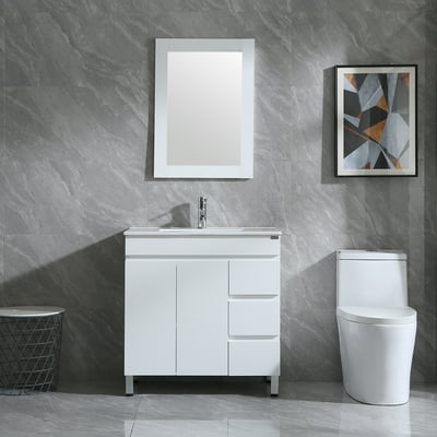 Buy Walcut 32 White Modern Ceramic Vessel Sink Wood Bathroom Vanity Cabinet W Mirror Faucet Online In Indonesia 481508008